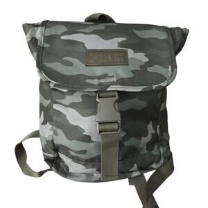 Victorias Secret Pink Camouflage Mini Backpack Buckle Strap Drawstring Green Bag